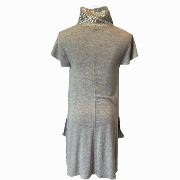 Kensie Womens Gray Cybercore Edgy Vaporwave Sequin Slouchy Dress - Picture 2 of 11